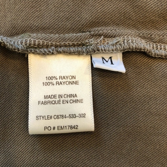 Anthropologie Cloth & Stone Olive Green Short Sleeve V Neck Tee Shirt Dress - M - Picture 2 of 7